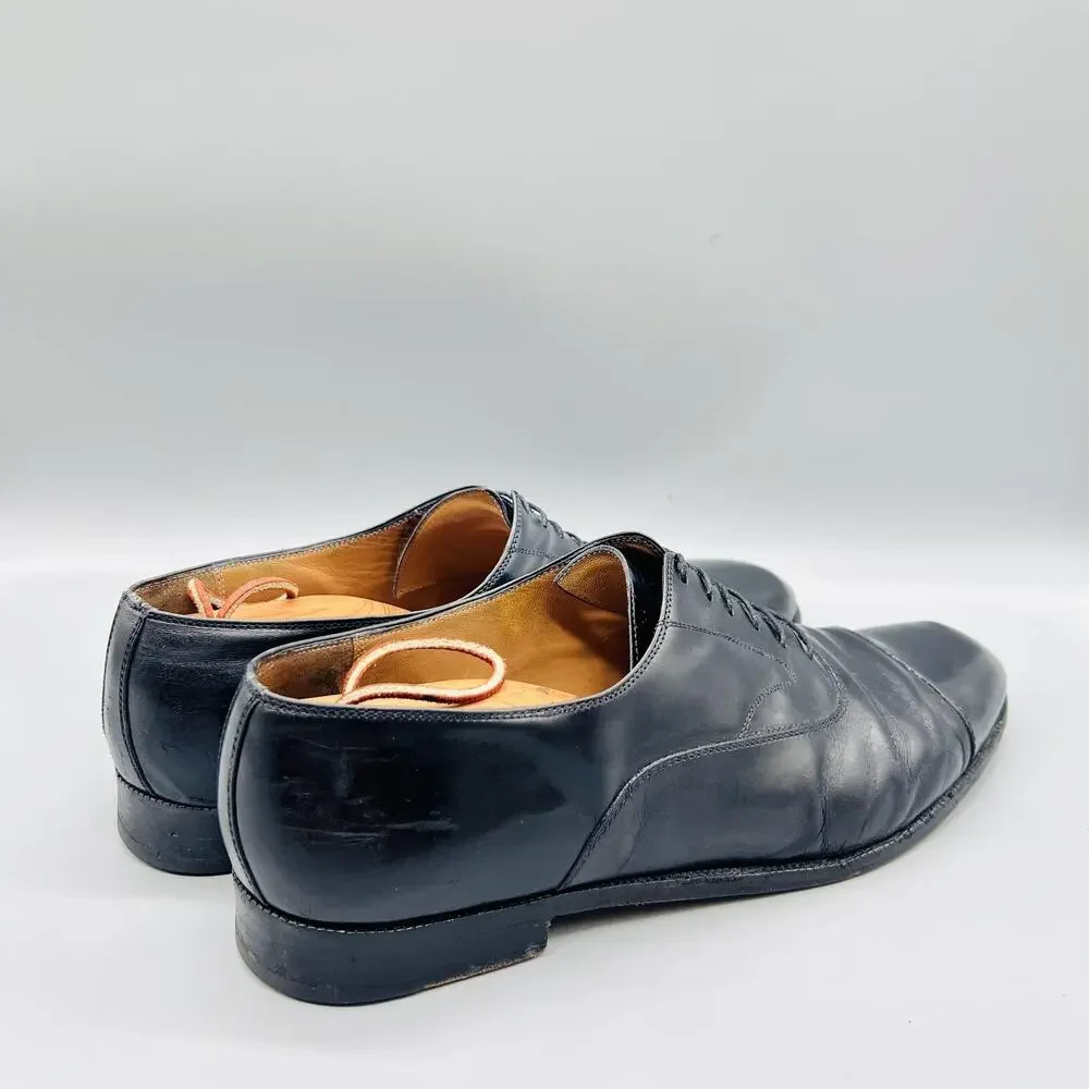 Salvatore Ferragamo Shoes Mens 13 Black Leather Cap Toe Oxford Dress Slip On